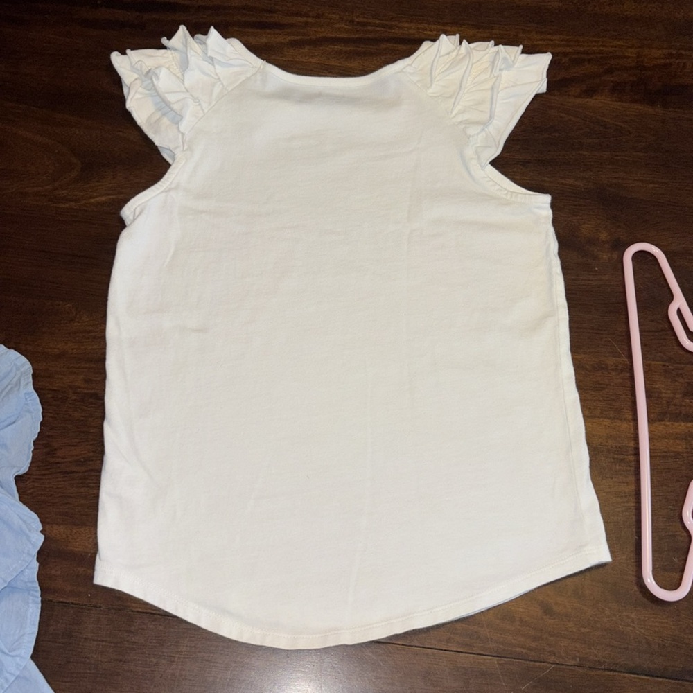 Gymboree Crazy 8 white top w ruffles & Lt blue ruffle skirt size 10/12 - Picture 5 of 7